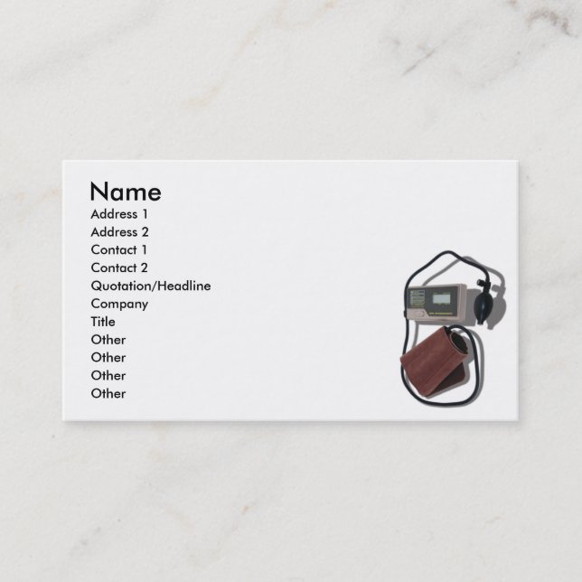 BloodPressureCard, Name, Address 1, Address 2, ... Business Card (Front)