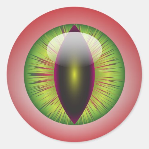 Bloodshot Eyeball Green Iris Slit Pupil Classic Round Sticker