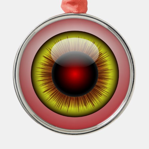 Bloodshot Eyeball Yellow Iris Round Pupil Metal Ornament