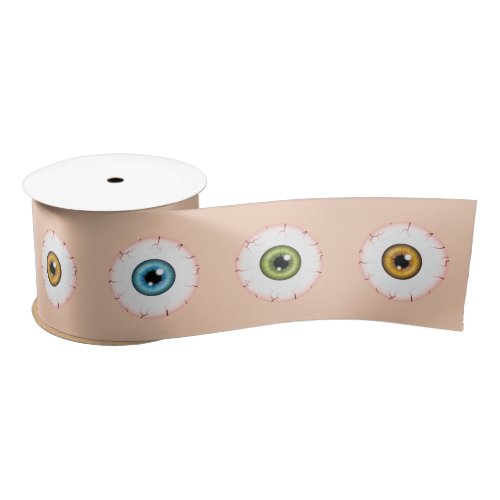 Bloodshot Halloween Eyeballs In Different Colors Satin Ribbon