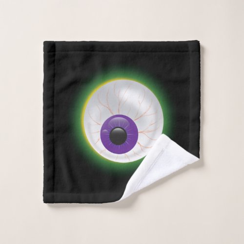 Bloodshot Purple Glowing Eyeball Boo Halloween Wash Cloth