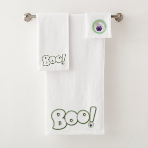 Bloodshot Purple Monster Eyeball Boo Halloween Bath Towel Set