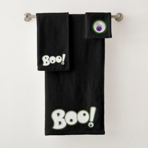 Bloodshot Purple Monster Eyeball Boo Halloween Bath Towel Set