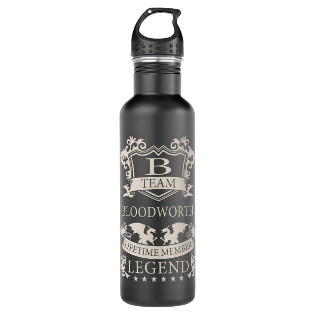 BLOODWORTH Last Name, BLOODWORTH family name crest Stainless Steel Water Bottle (Front)