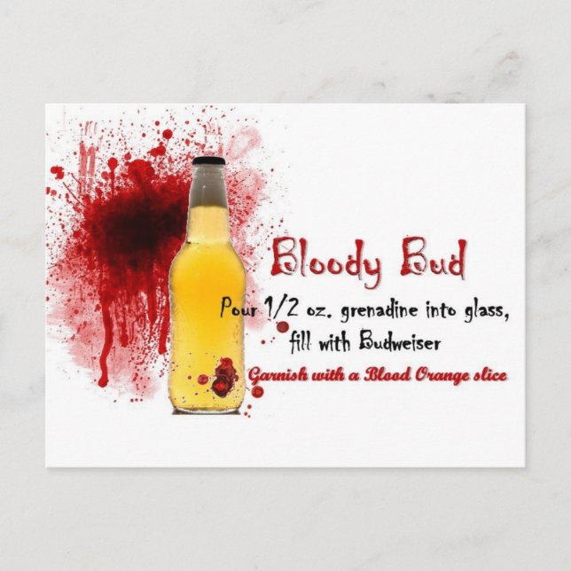 Bloody Bud Drink Recipe Postcard (Front)