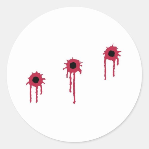 BLOODY BULLET HOLES CLASSIC ROUND STICKER