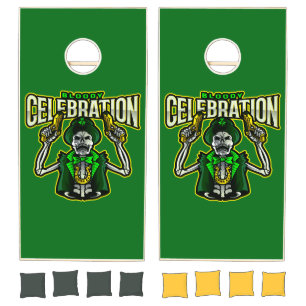 Bloody Celebration Skeleton Leprechaun Cornhole Set