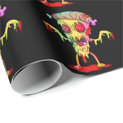  Bloody Cute Zombie Pizza slice Wrapping Paper