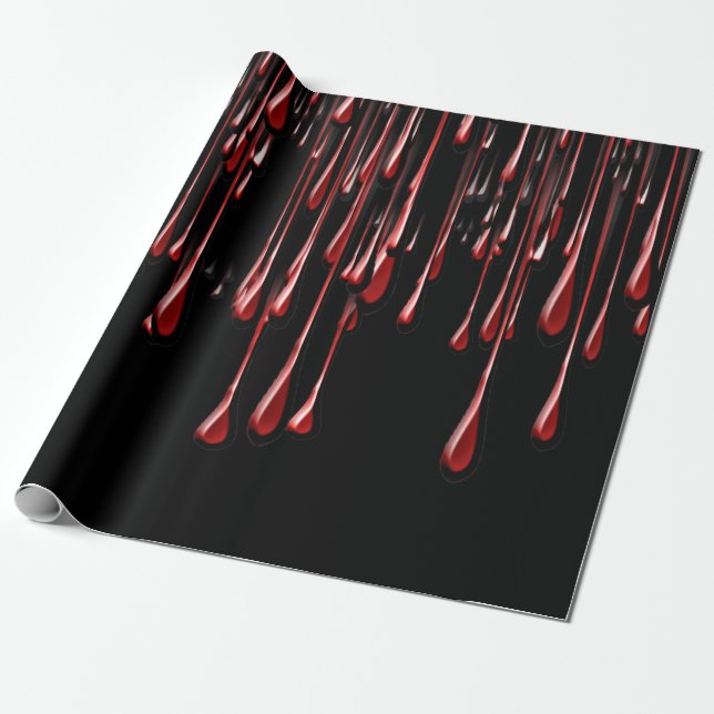 Bloody Drips Halloween Decorating Wrapping Paper (Unrolled)