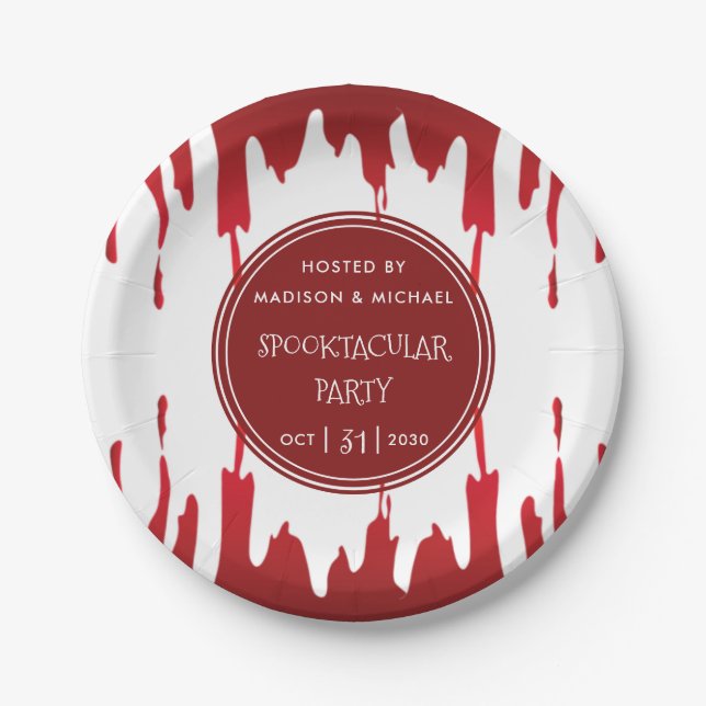 Bloody Drips Halloween Red Scary Paper Plates (Front)