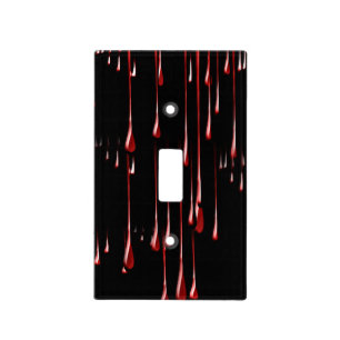 Bloody Drips on Black Background Light Switch Cover