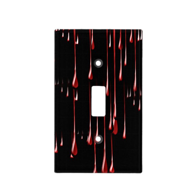 Bloody Drips on Black Background Light Switch Cover (Front)