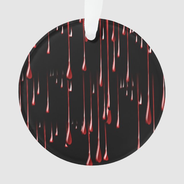 Bloody Drips on Black Background Ornament (Front)