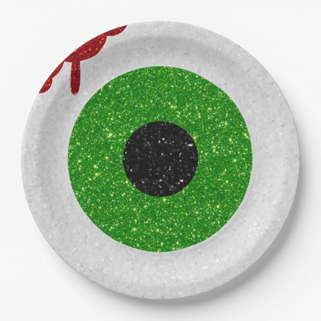 Bloody Eyeball Glitter Paper Plates (Front)