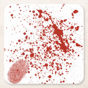 bloody fingerprint square paper coaster