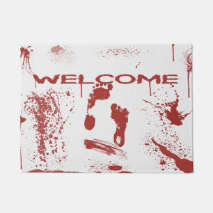 Bloody Footprint Blood Splattered Halloween Doormat