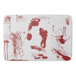 Bloody Footprint Blood Splattered Large Bath Mat