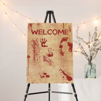 Bloody Footprint & Handprint Halloween Welcome Foam Board
