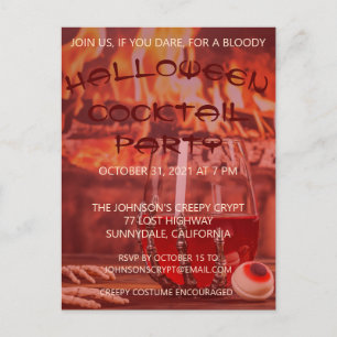 Bloody Halloween Cocktail Party Invitation Postcard