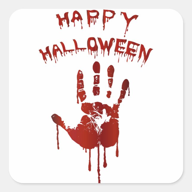 Bloody halloween hand square sticker (Front)