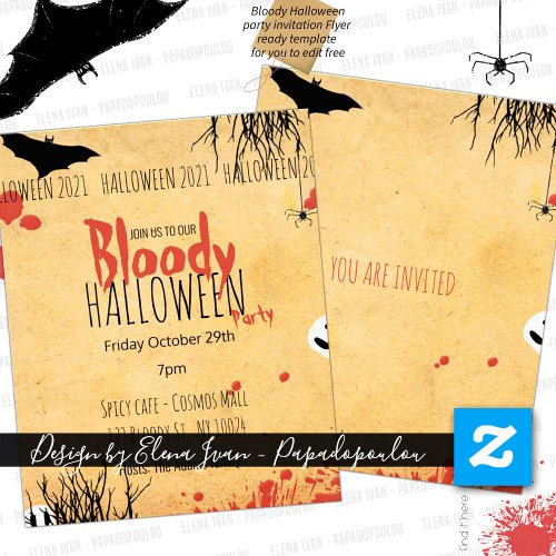 Bloody Halloween party invitation Flyer