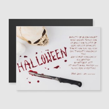 Bloody Halloween Party Magnetic Invitation by sasyall at Zazzle