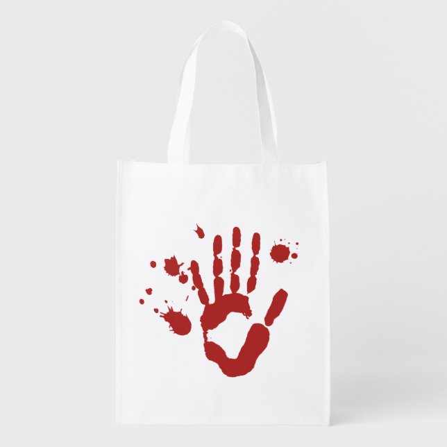 Bloody Hand Blood Splatter Trick Or Treat Bag (Front)