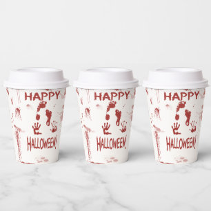 Bloody Hand & Foot Print Happy Halloween Paper Cups