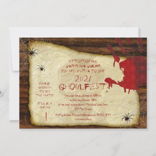 Bloody Hand Halloween Party Invitation