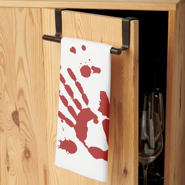 Bloody Hand Print Blood Spatter Halloween Props Kitchen Towel (Creator Uploaded)