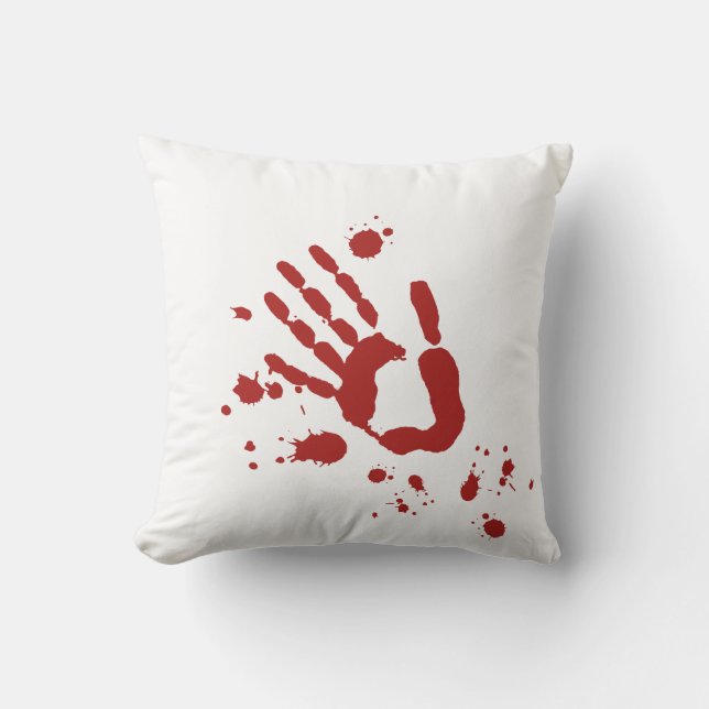 Bloody Hand Print Blood Spatter Halloween Props Throw Pillow (Front)