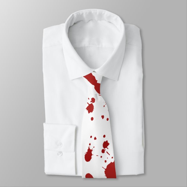 Bloody Hand Print Blood Spatter Splatter Halloween Neck Tie (Tied)