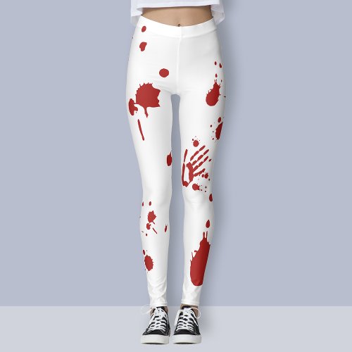 Bloody Hand Print Blood Splatter Halloween Costume Leggings