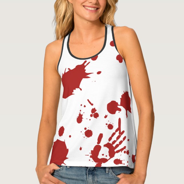 Bloody Hand Print Blood Splatter Halloween Props Tank Top (Front)