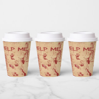 Bloody Hand Print Blood Splattered Halloween Paper Cups