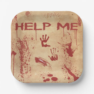Bloody Hand Print Blood Splattered Halloween Paper Plates