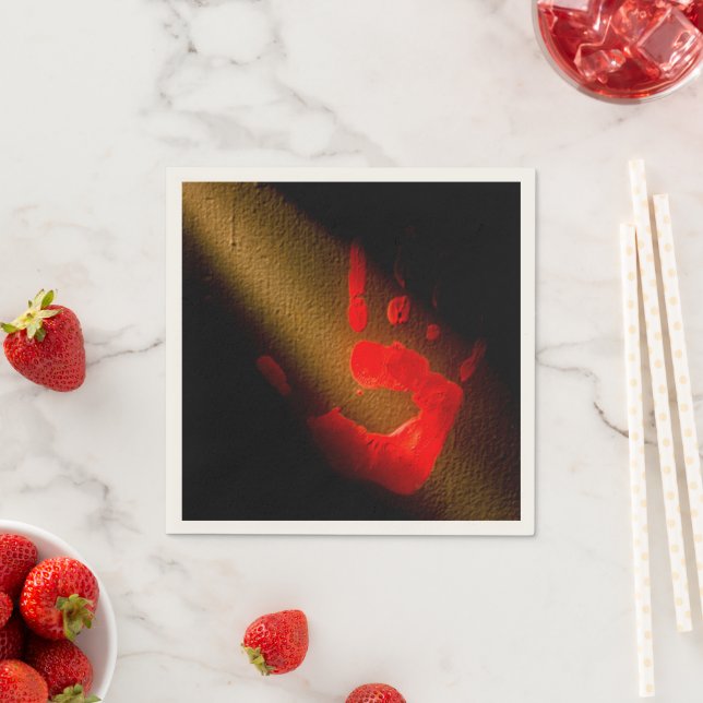 Bloody Hand Print Napkins (Insitu)