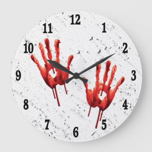 Bloody Hand Prints Black Number Wall Clock