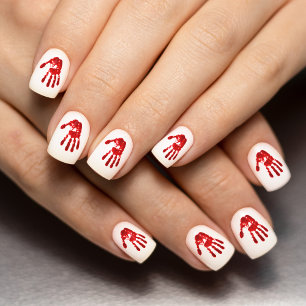 Bloody Hand Red & White Spooky Halloween Minx Nail Art