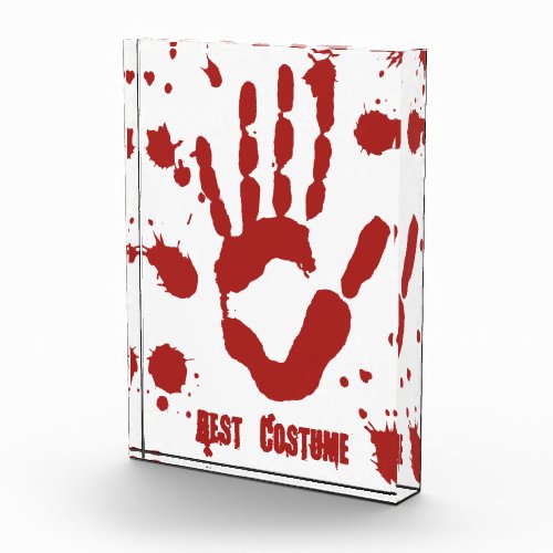 Bloody Handprint Best Halloween Costume Acrylic Award