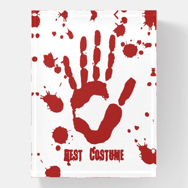 Bloody Handprint Best Halloween Costume Paperweight (Vertical)