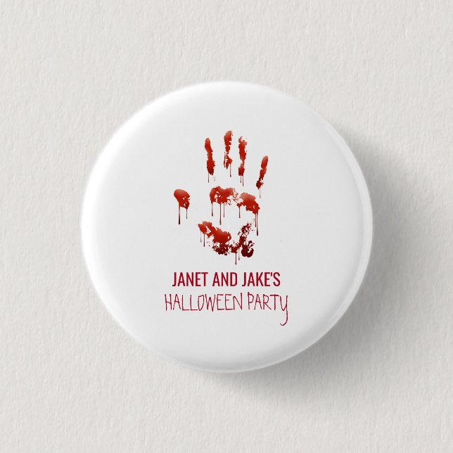 Bloody Handprint Halloween Button (Front)
