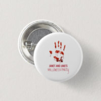 Bloody Handprint Halloween Button, Adult Unisex, Size: Small, 1¼ inch, White