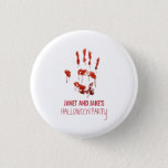 Bloody Handprint Halloween Button<br><div class="desc">Bloody Handprint Halloween button. This bloody button is designed with a handprint dripping with blood on a white background that can be changed to any other color you would prefer. Perfect for a Halloween Party,  Cocktail Party,  Spooktacular Dinner Party.</div>