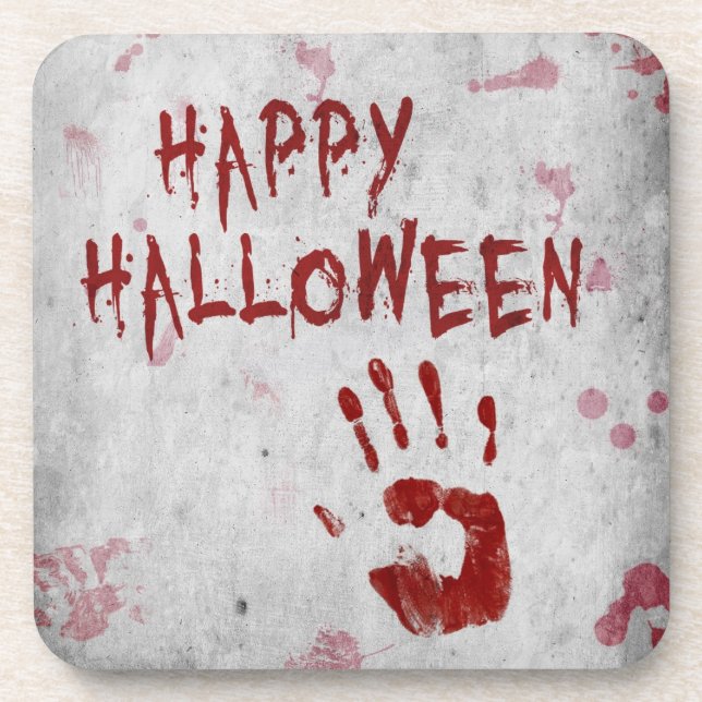 Bloody Handprint Halloween Coaster (Front)