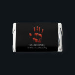 Bloody Handprint Halloween Hershey's Miniatures<br><div class="desc">Bloody Handprint Halloween Chocolate. This bloody candy is designed with a handprint dripping with blood on a black background that can be changed to any other color you would prefer. Perfect for a Halloween Party,  Cocktail Party,  Spooktacular Dinner Party.</div>