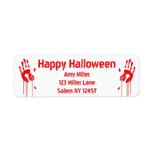 Bloody Handprint Halloween Label
