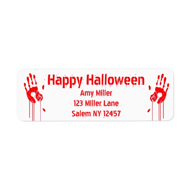 Bloody Handprint Halloween Label (Front)