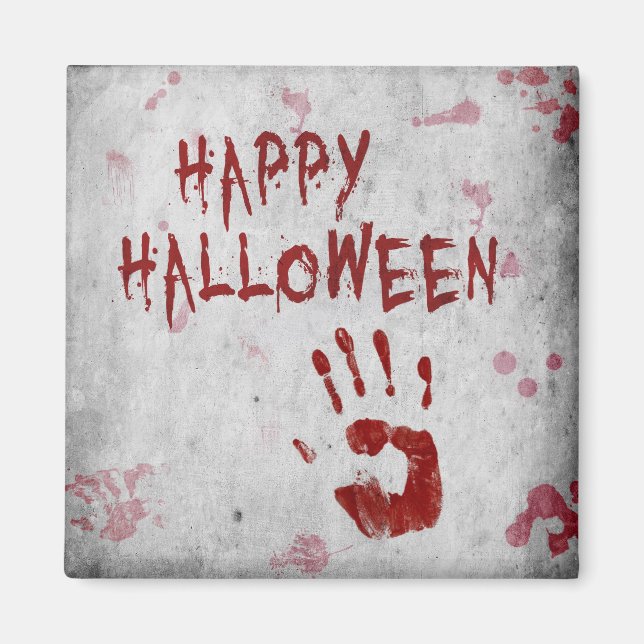 Bloody Handprint Halloween Magnet (Front)