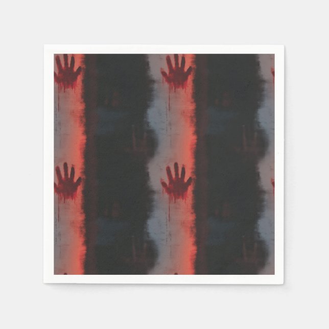Bloody Handprint Halloween Napkins (Front)